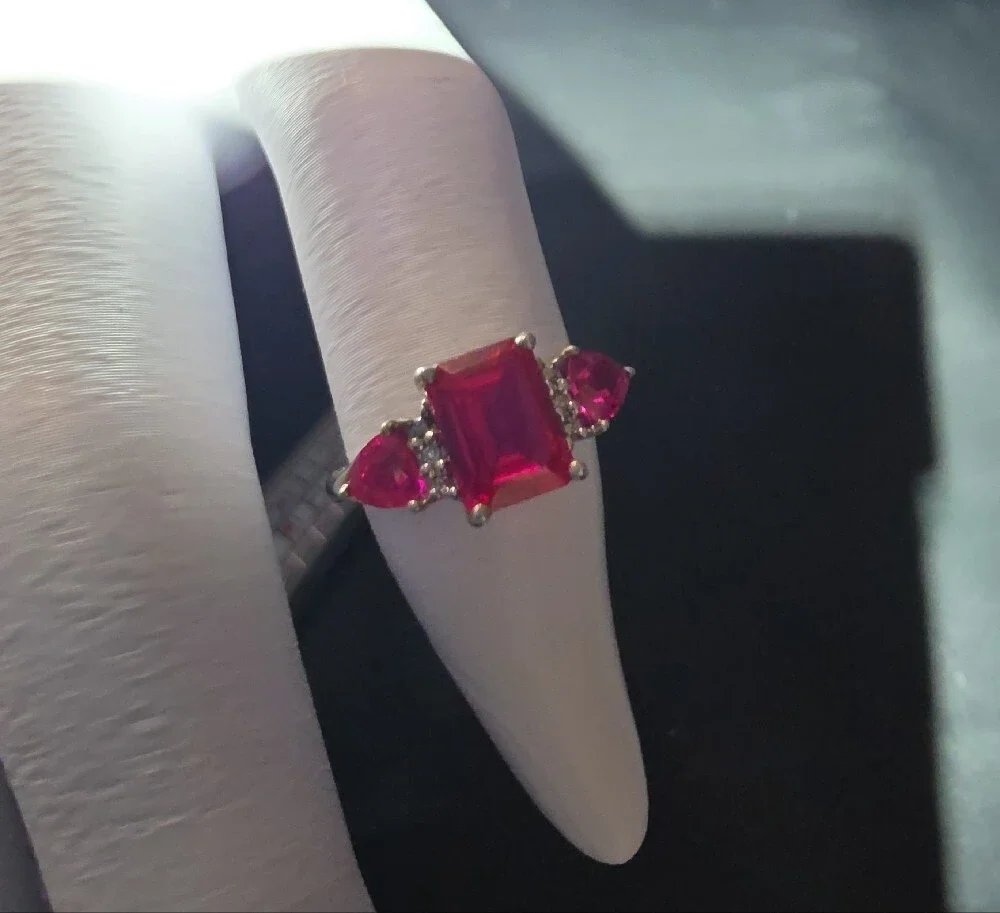 925 And Three-Stone Ruby Ring